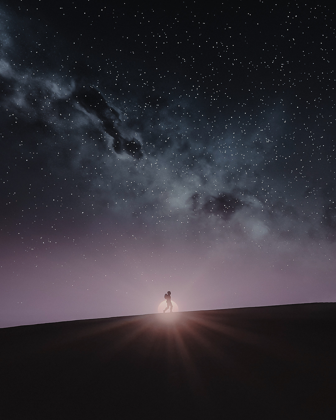 A solitary figure beneath the stars — one of Michi's recurring Starfield compositions.
