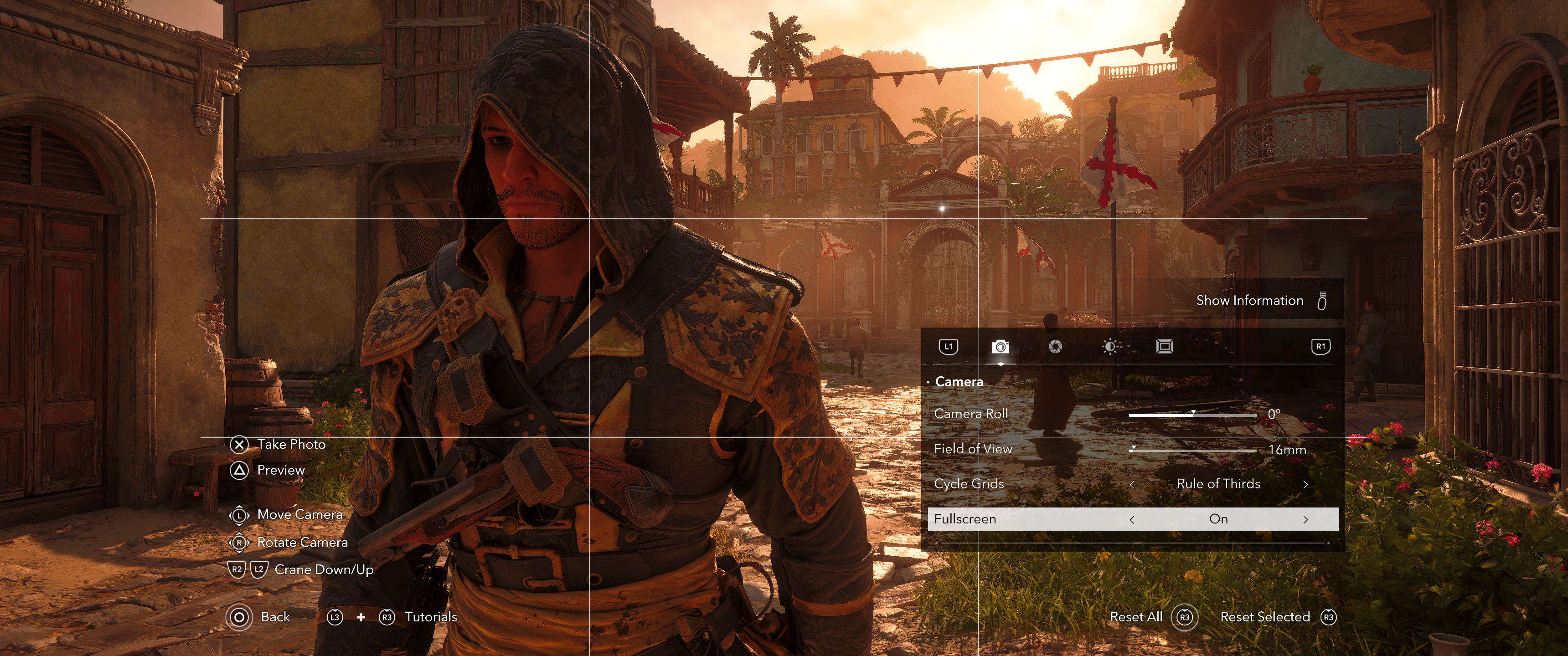 The composition tab: crane height, tilt, and range all sit exactly where they have for several entries. The one new touch is a tilt dial that accelerates when held.