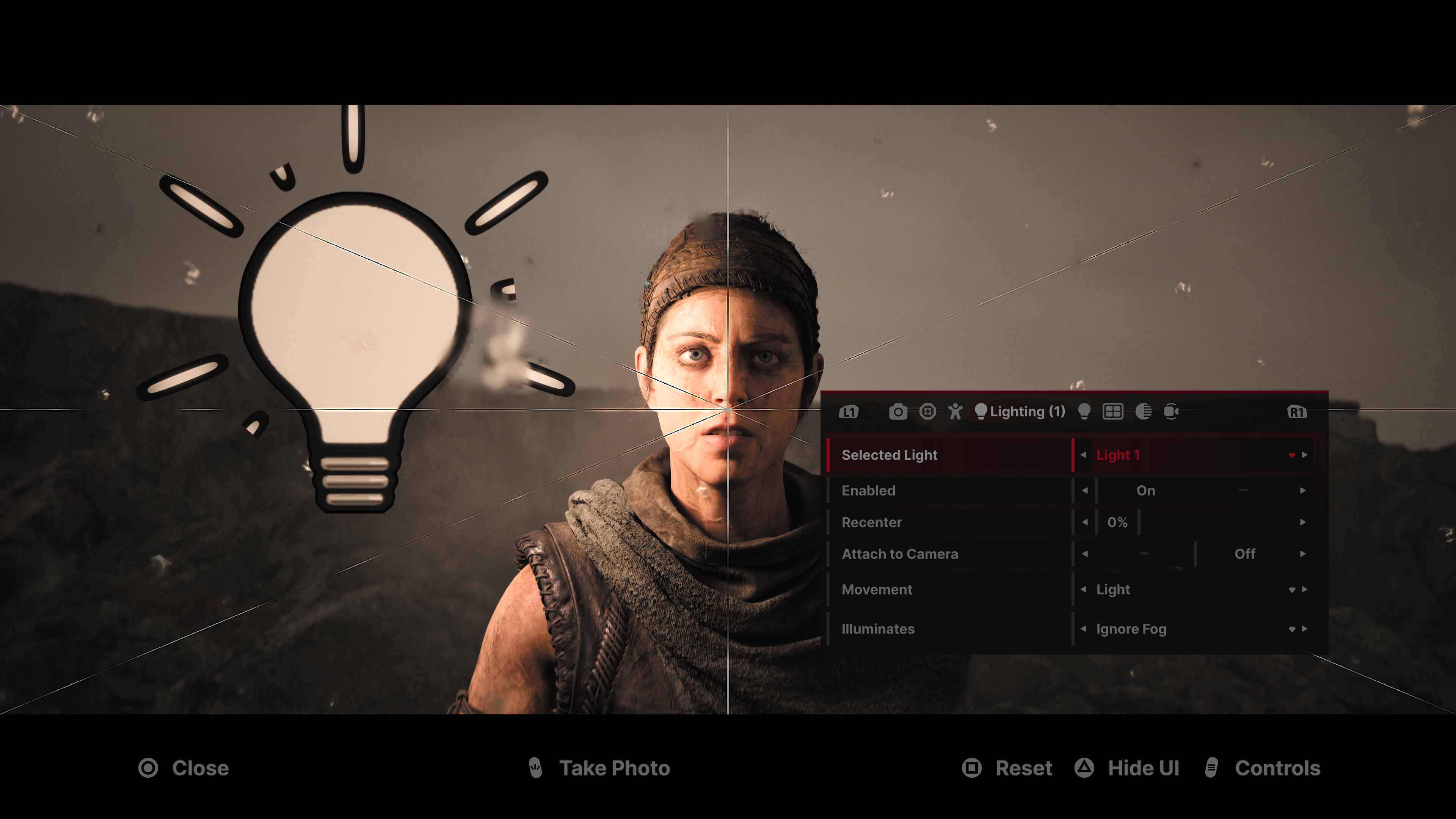 The 3-point lighting system — up to three lights with individual intensity, hue and saturation controls