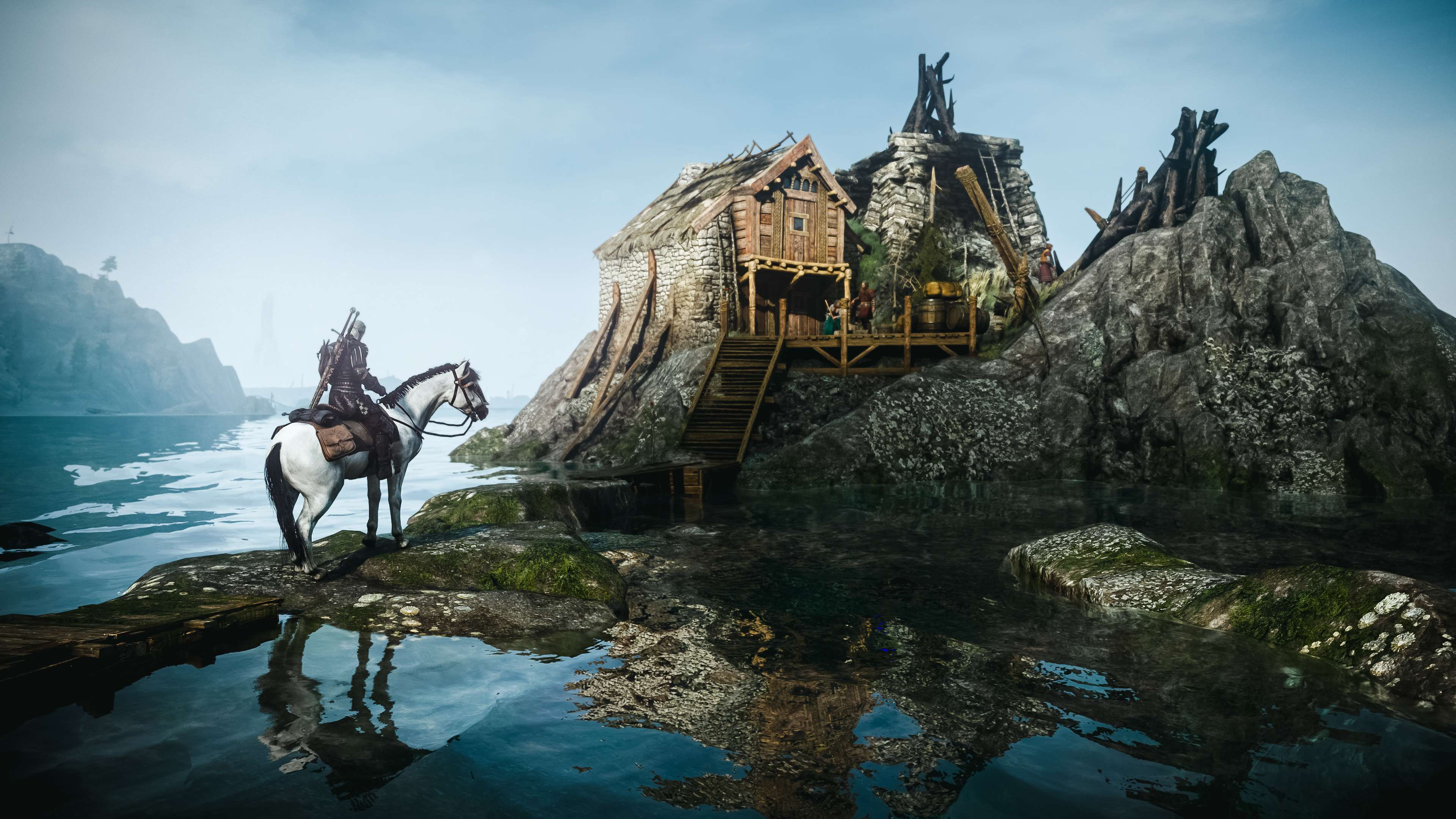 Skellige, shot in the 2022 photo mode. Wide framing meant pushing the camera to the end of its leash and taking what it gave you.